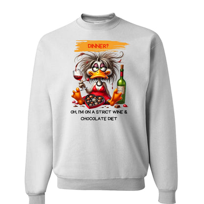 Funny Wine and Chocolate Diet Sweatshirt - Cozy Humor Gift - Purrfect Pet Haven