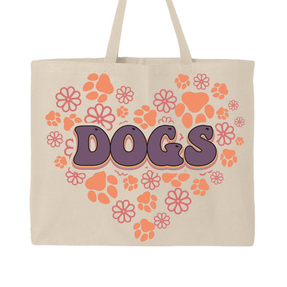 Dog Lover Tote Bag with Heart Paw Prints for Dog Moms - Purrfect Pet Haven