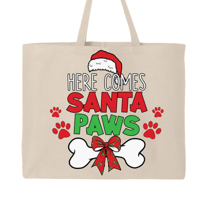 Santa Paws Holiday Tote with Festive Paw Prints for Dogs - Purrfect Pet Haven