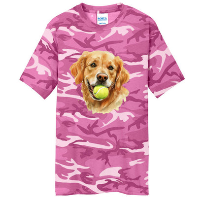 Golden Retriever Ball Tee - Playful Fetch Camo Shirt - Purrfect Pet Haven