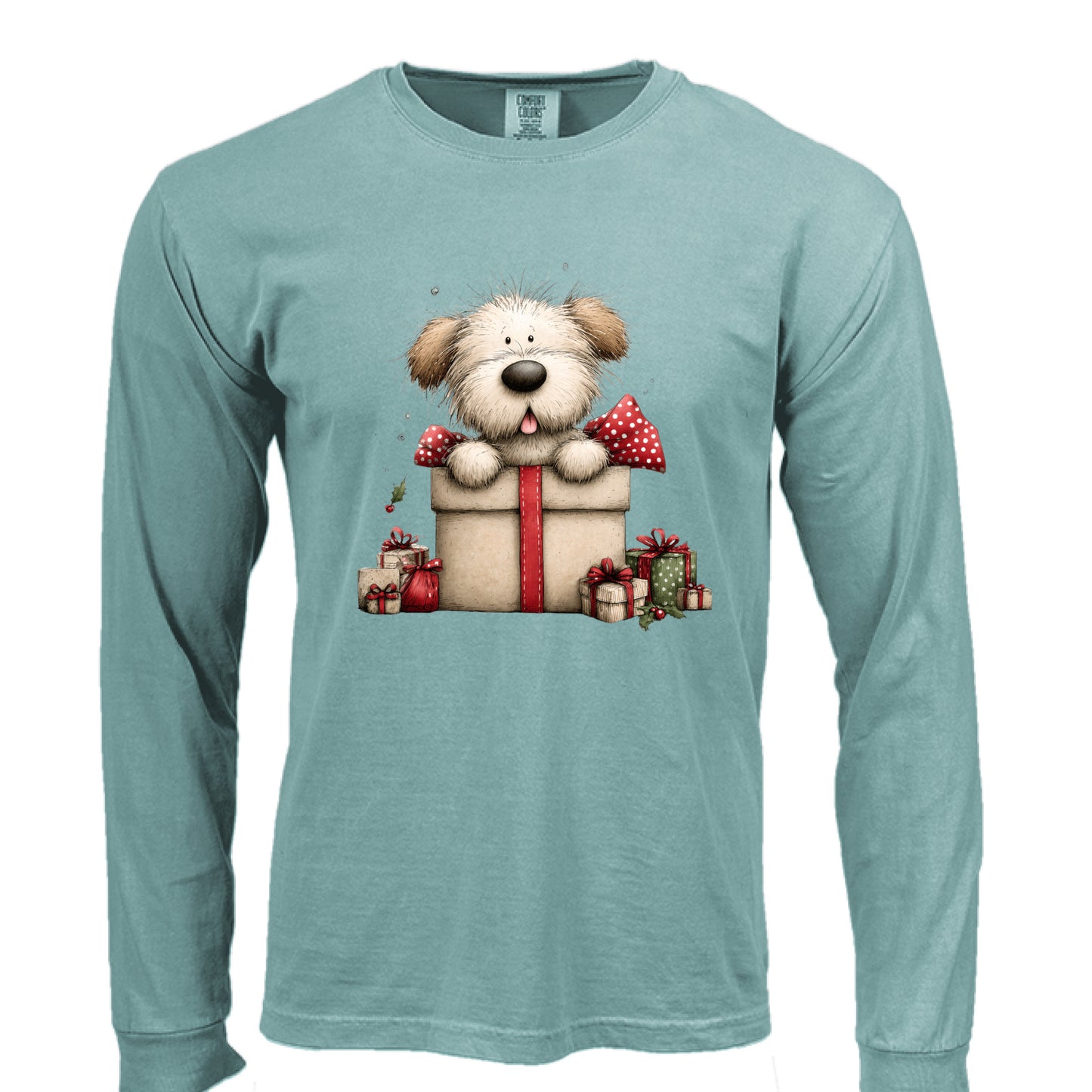 Comfort Colors Long Sleeve - Whimsy Pup Present Tee - Purrfect Pet Haven