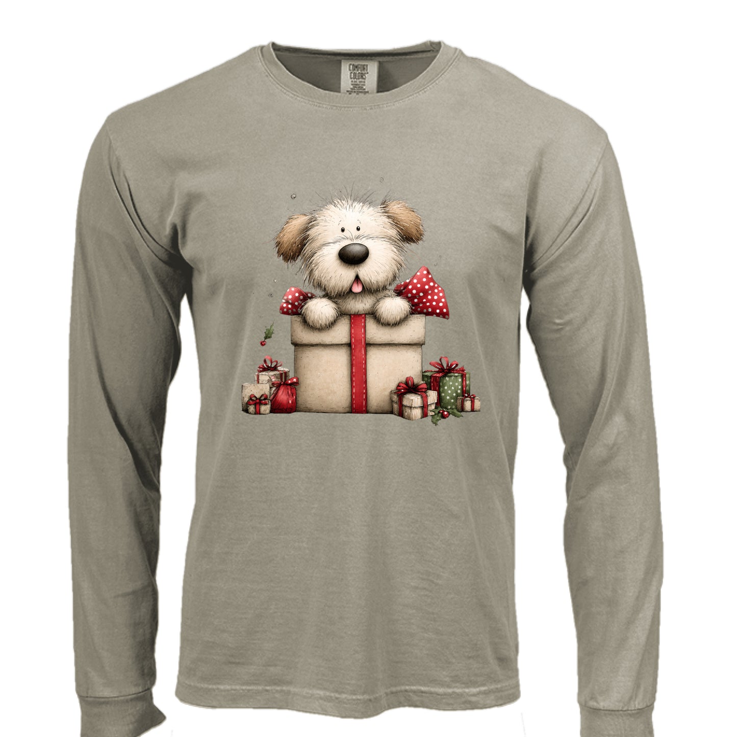 Comfort Colors Long Sleeve - Whimsy Pup Present Tee - Purrfect Pet Haven