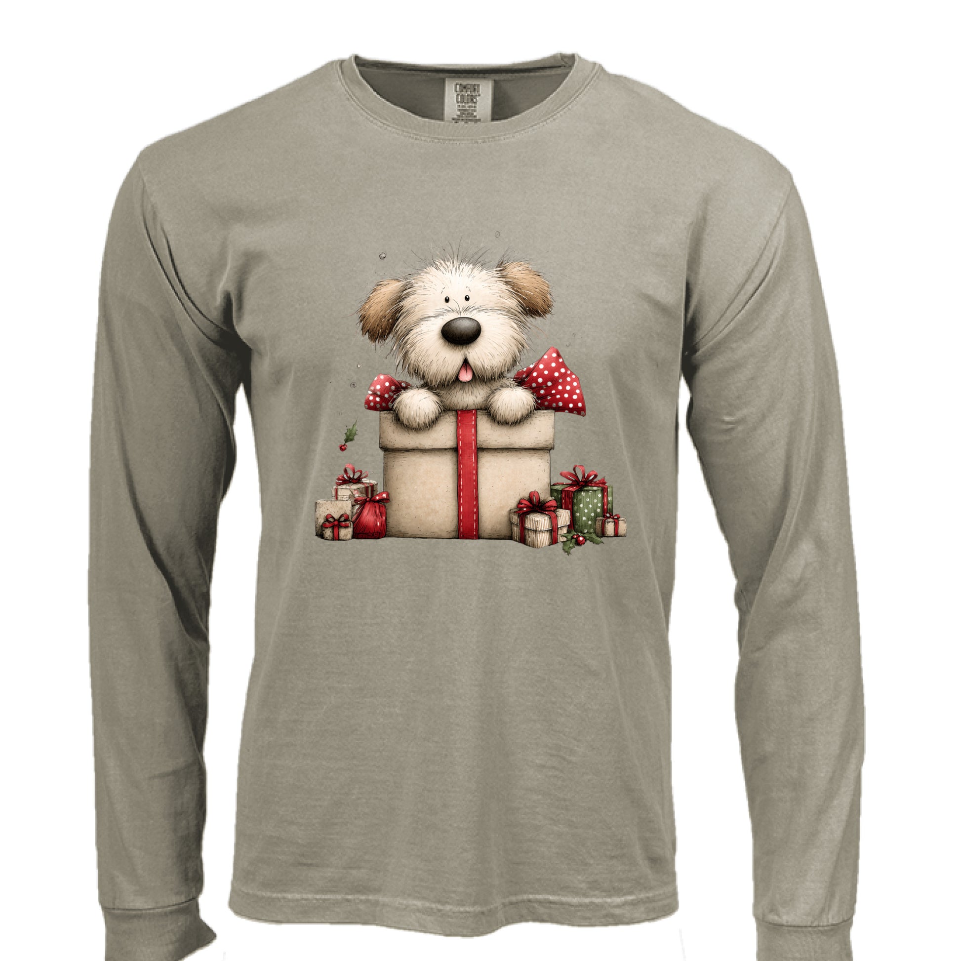 Comfort Colors Long Sleeve - Whimsy Pup Present Tee - Purrfect Pet Haven