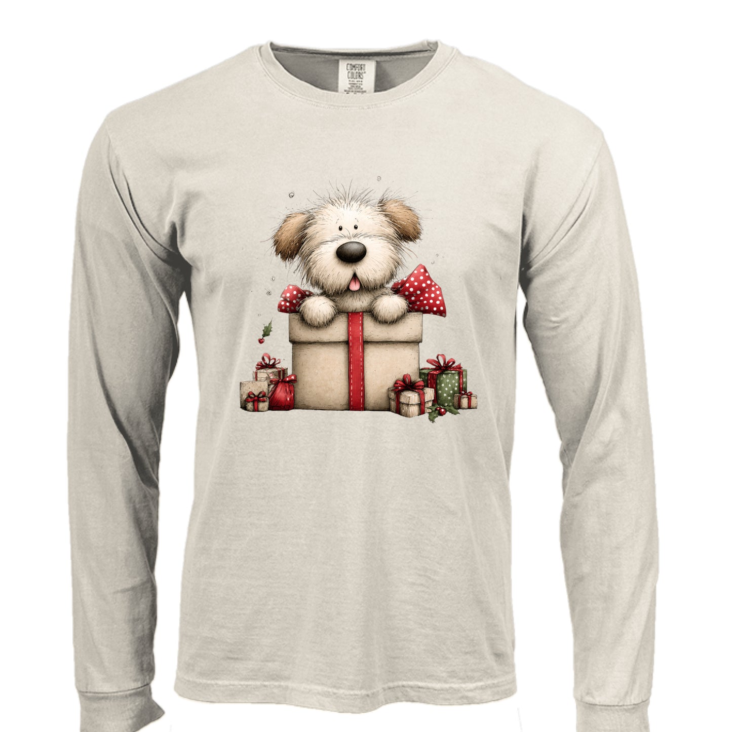 Comfort Colors Long Sleeve - Whimsy Pup Present Tee - Purrfect Pet Haven