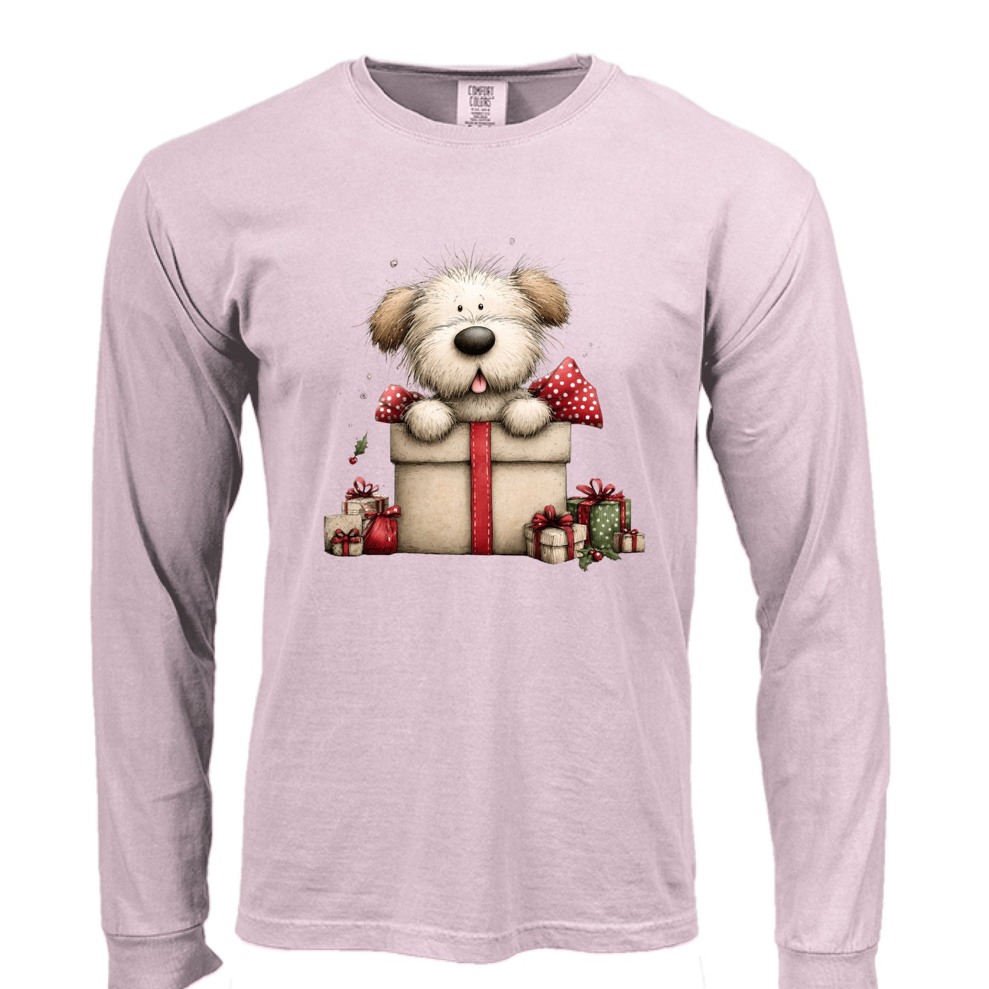 Comfort Colors Long Sleeve - Whimsy Pup Present Tee - Purrfect Pet Haven