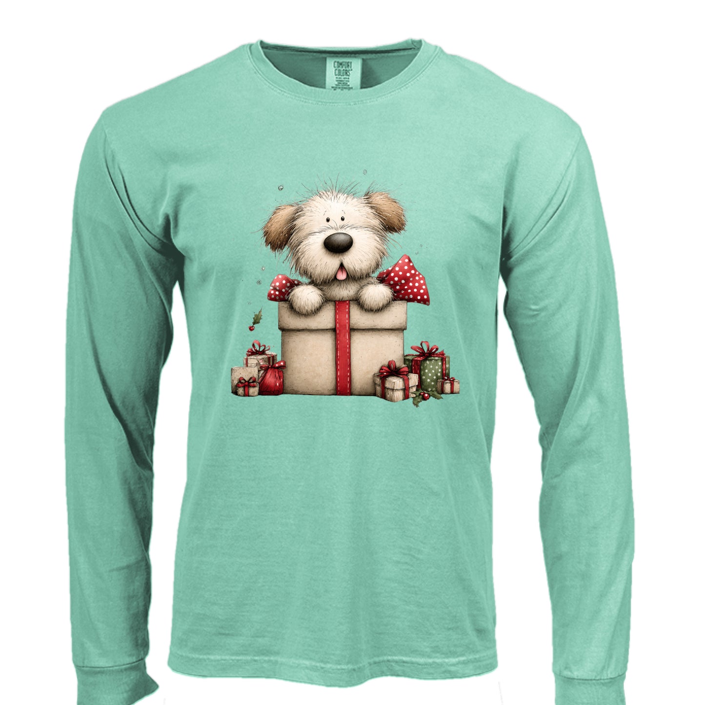 Comfort Colors Long Sleeve - Whimsy Pup Present Tee - Purrfect Pet Haven