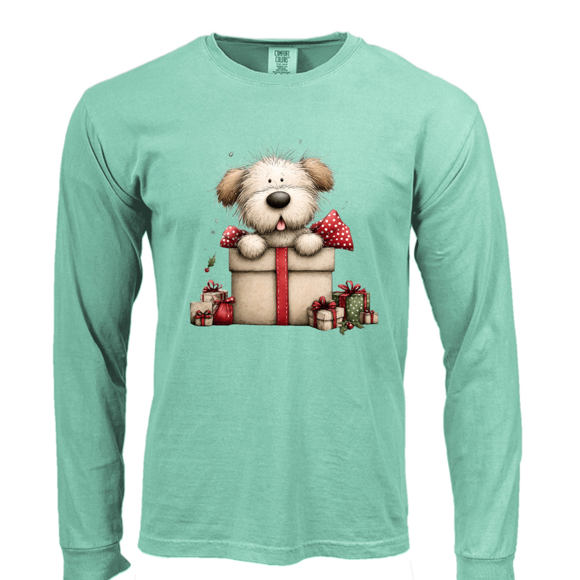 Comfort Colors Long Sleeve - Whimsy Pup Present Tee - Purrfect Pet Haven