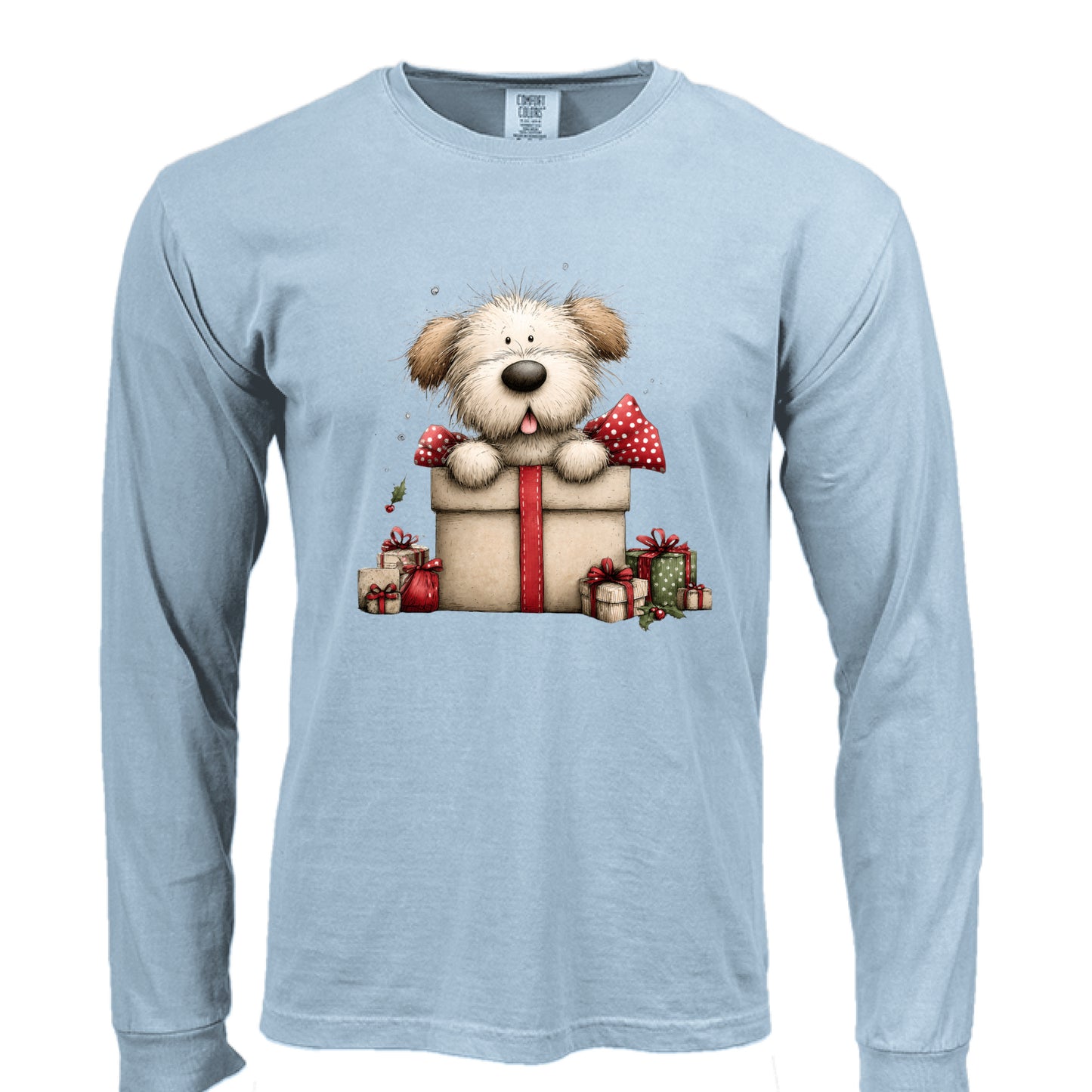 Comfort Colors Long Sleeve - Whimsy Pup Present Tee - Purrfect Pet Haven