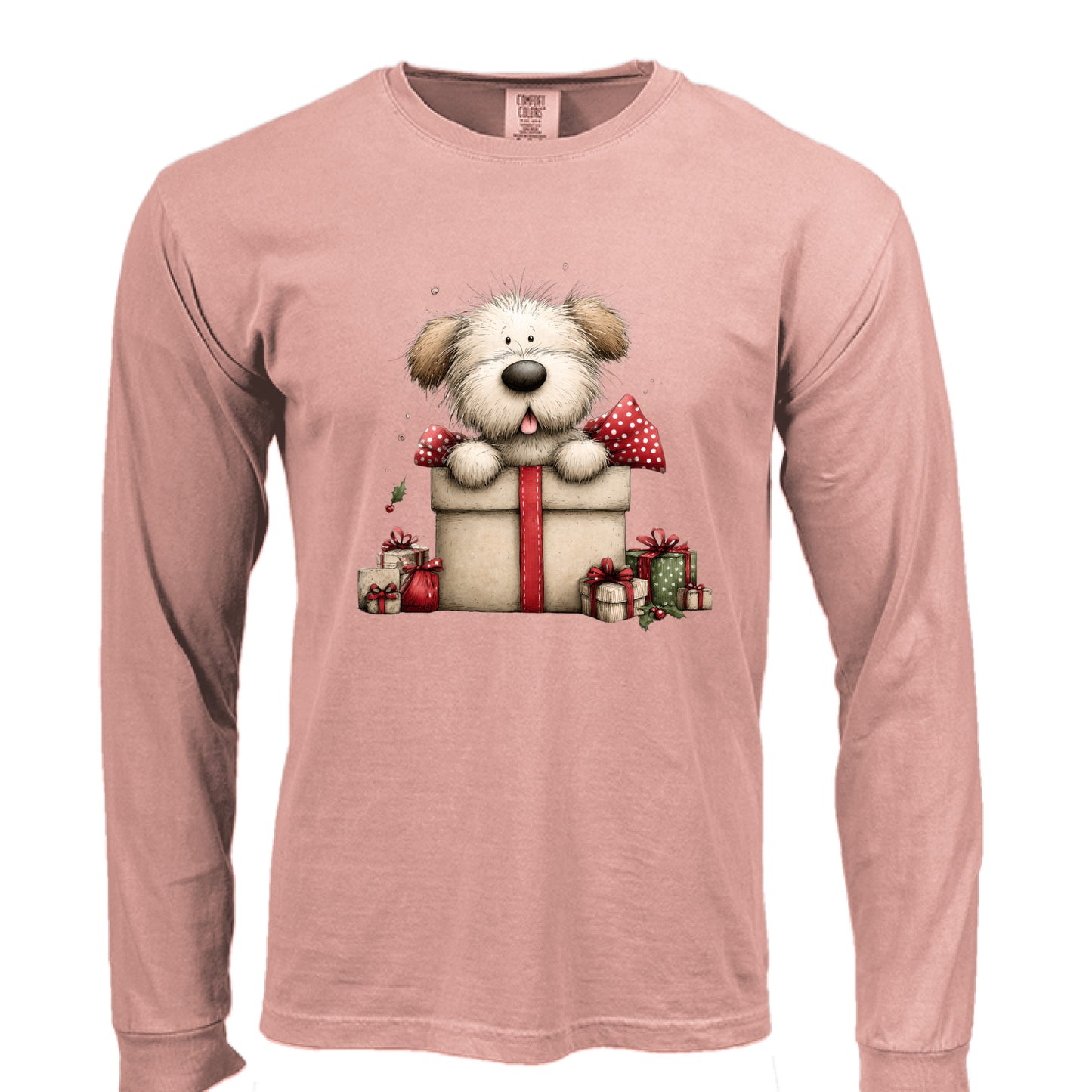 Comfort Colors Long Sleeve - Whimsy Pup Present Tee - Purrfect Pet Haven