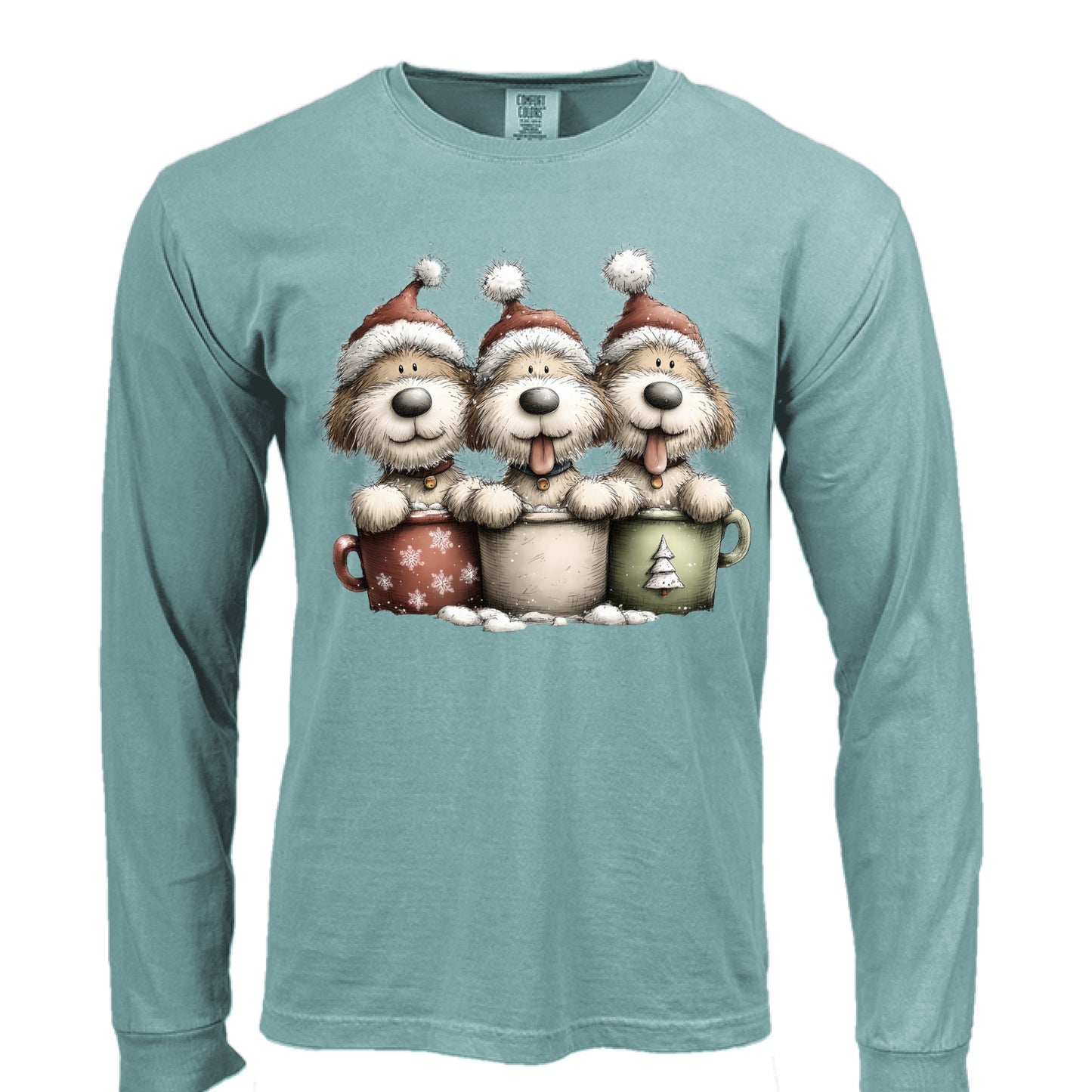 Comfort Colors Long Sleeve - Whimsy Pup Cups Tee - Purrfect Pet Haven