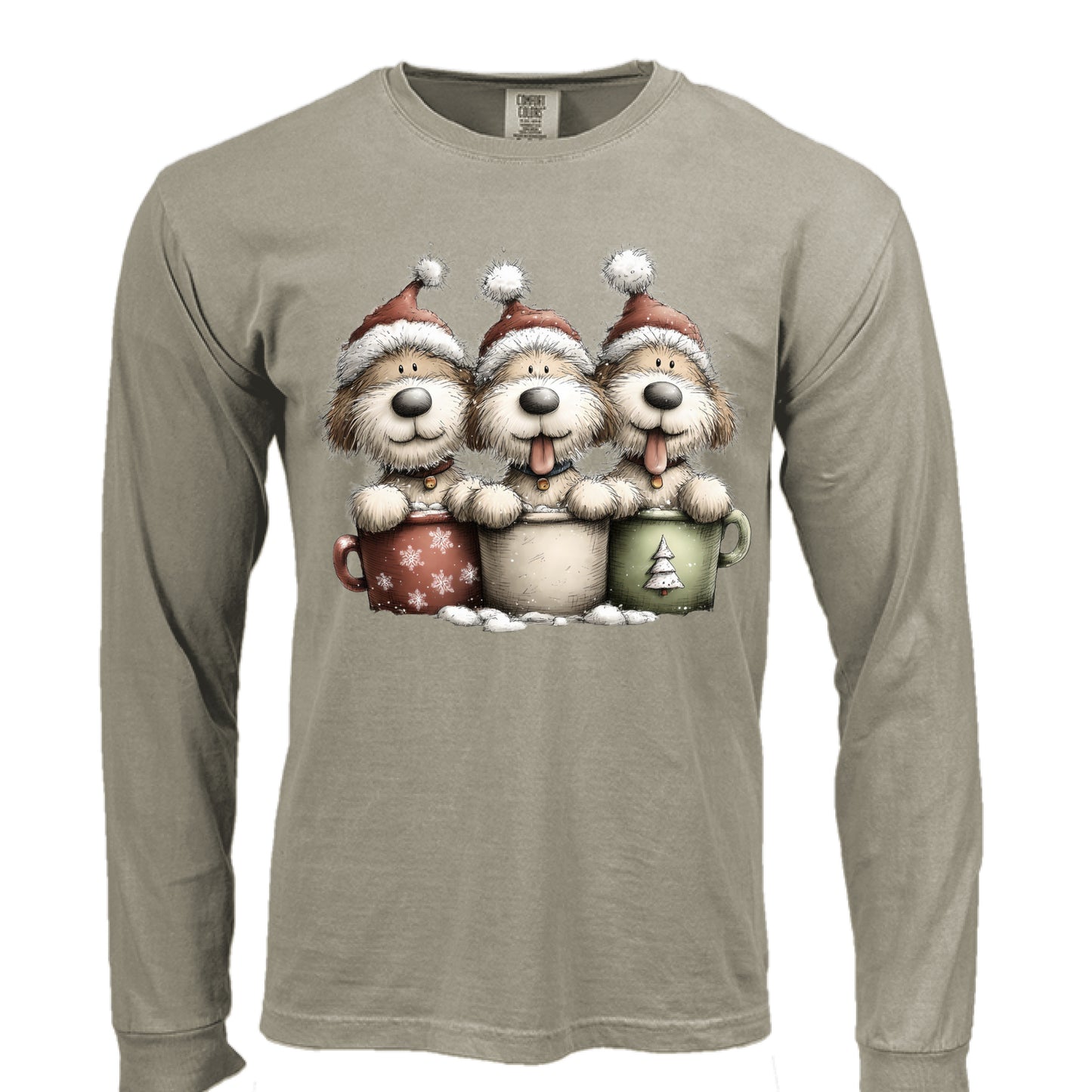 Comfort Colors Long Sleeve - Whimsy Pup Cups Tee - Purrfect Pet Haven