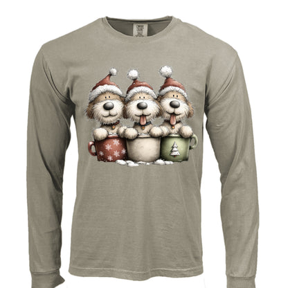 Comfort Colors Long Sleeve - Whimsy Pup Cups Tee - Purrfect Pet Haven