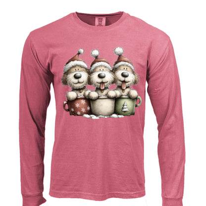 Comfort Colors Long Sleeve - Whimsy Pup Cups Tee - Purrfect Pet Haven