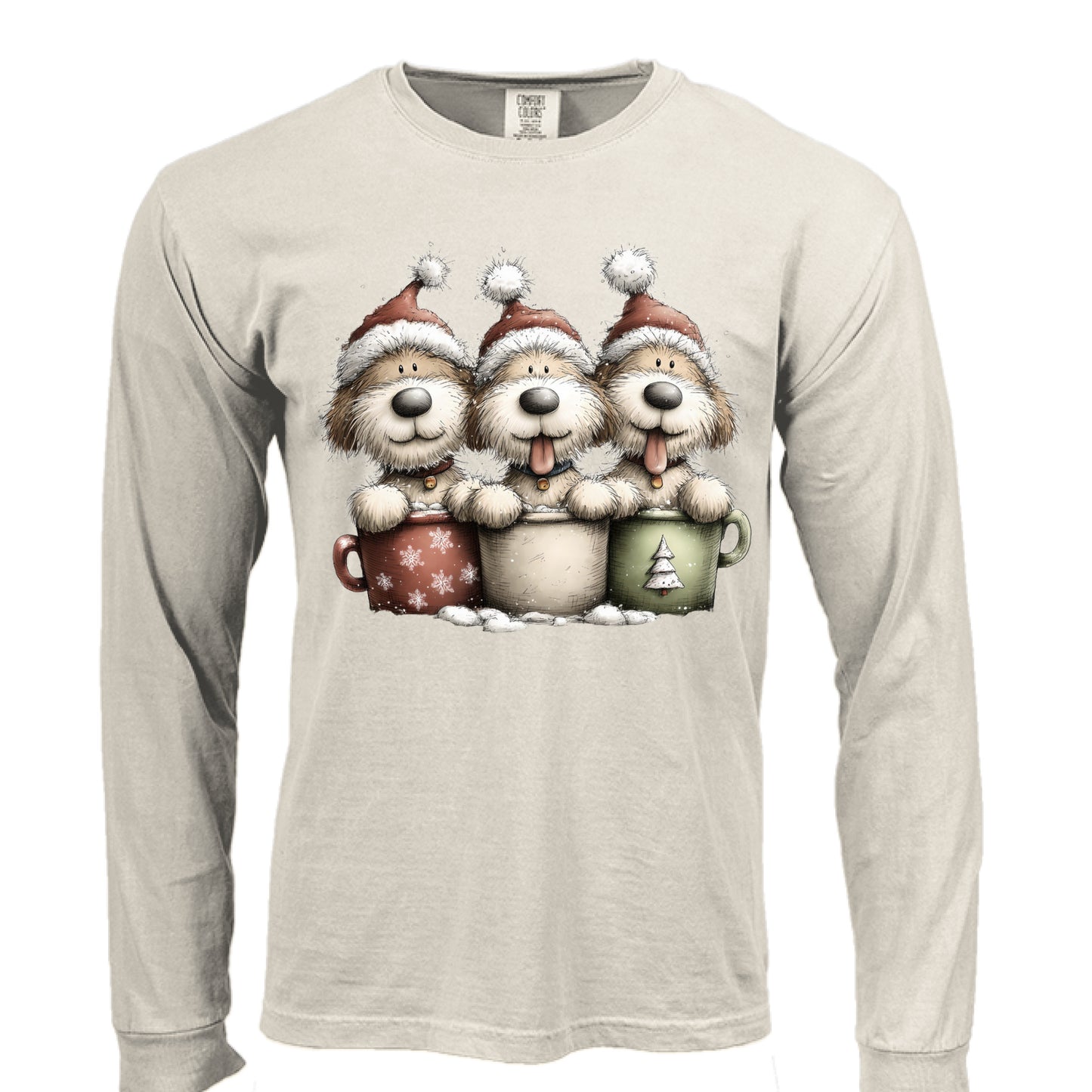 Comfort Colors Long Sleeve - Whimsy Pup Cups Tee - Purrfect Pet Haven
