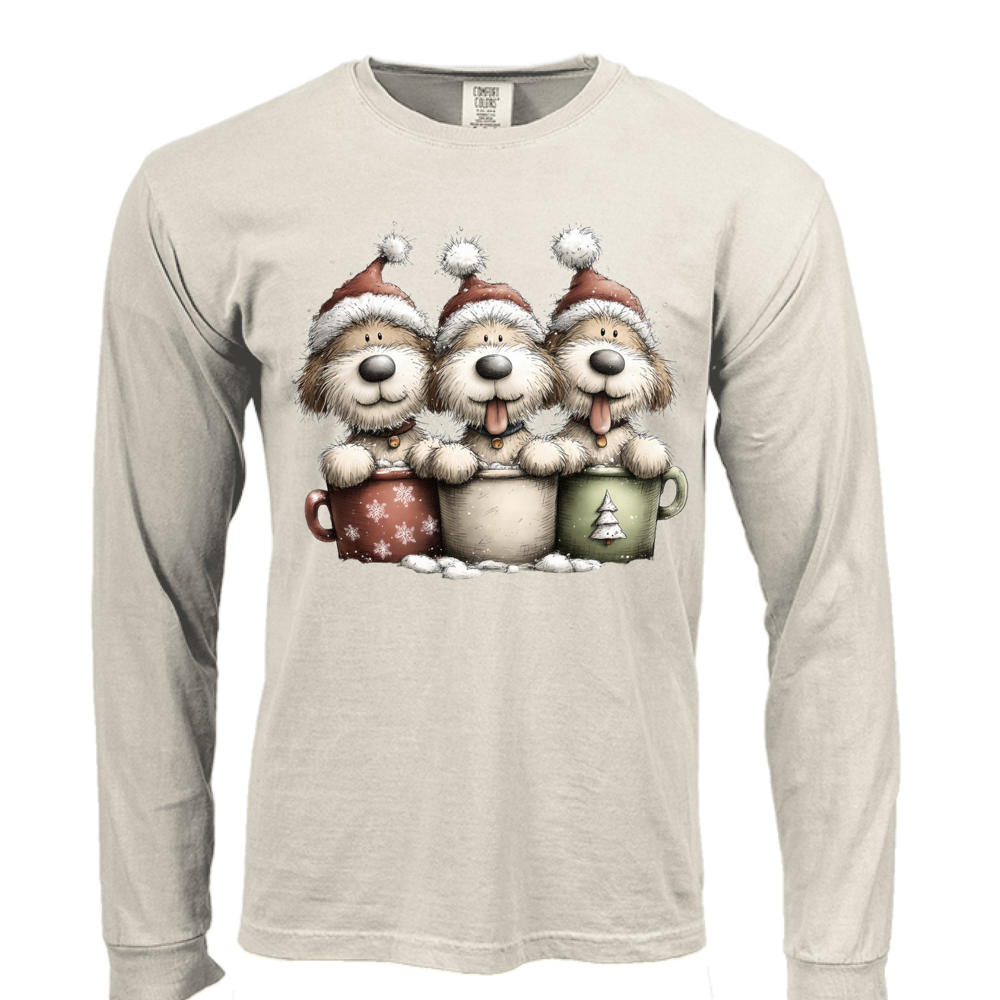Comfort Colors Long Sleeve - Whimsy Pup Cups Tee - Purrfect Pet Haven
