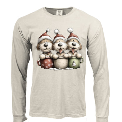 Comfort Colors Long Sleeve - Whimsy Pup Cups Tee - Purrfect Pet Haven