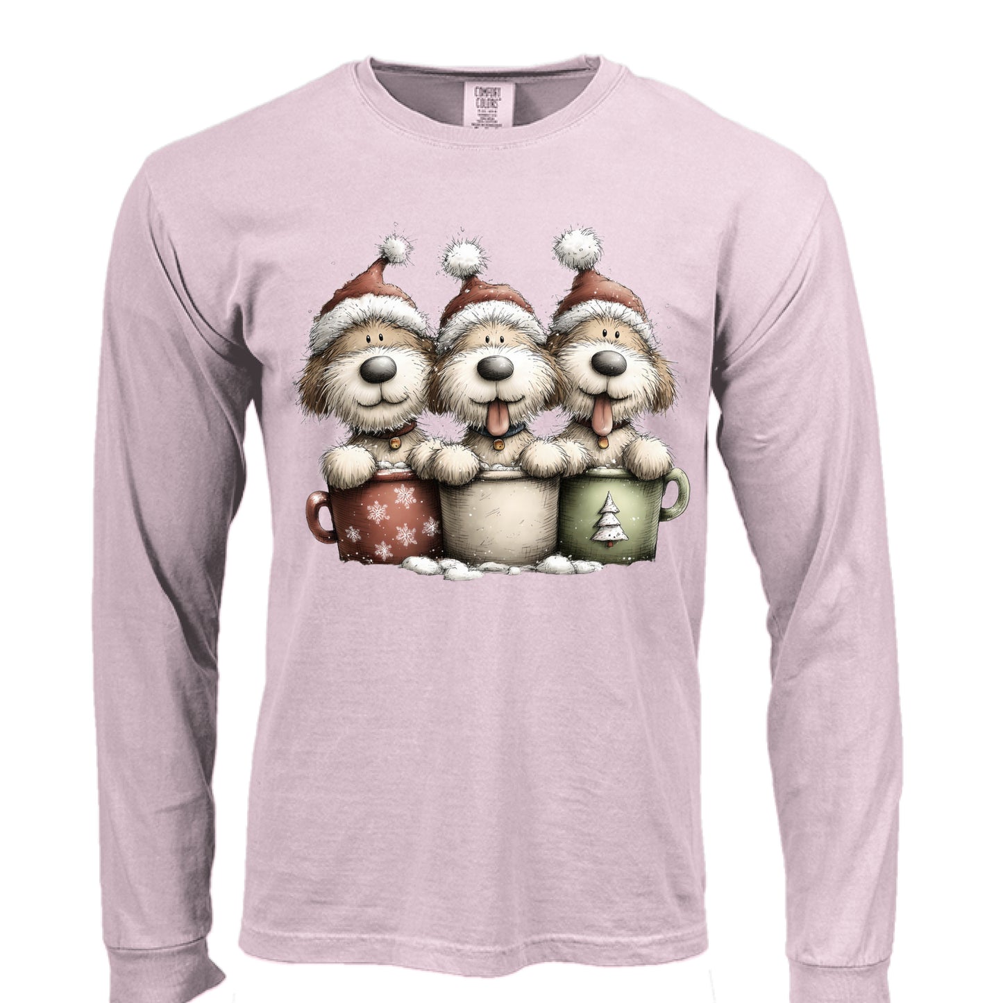 Comfort Colors Long Sleeve - Whimsy Pup Cups Tee - Purrfect Pet Haven