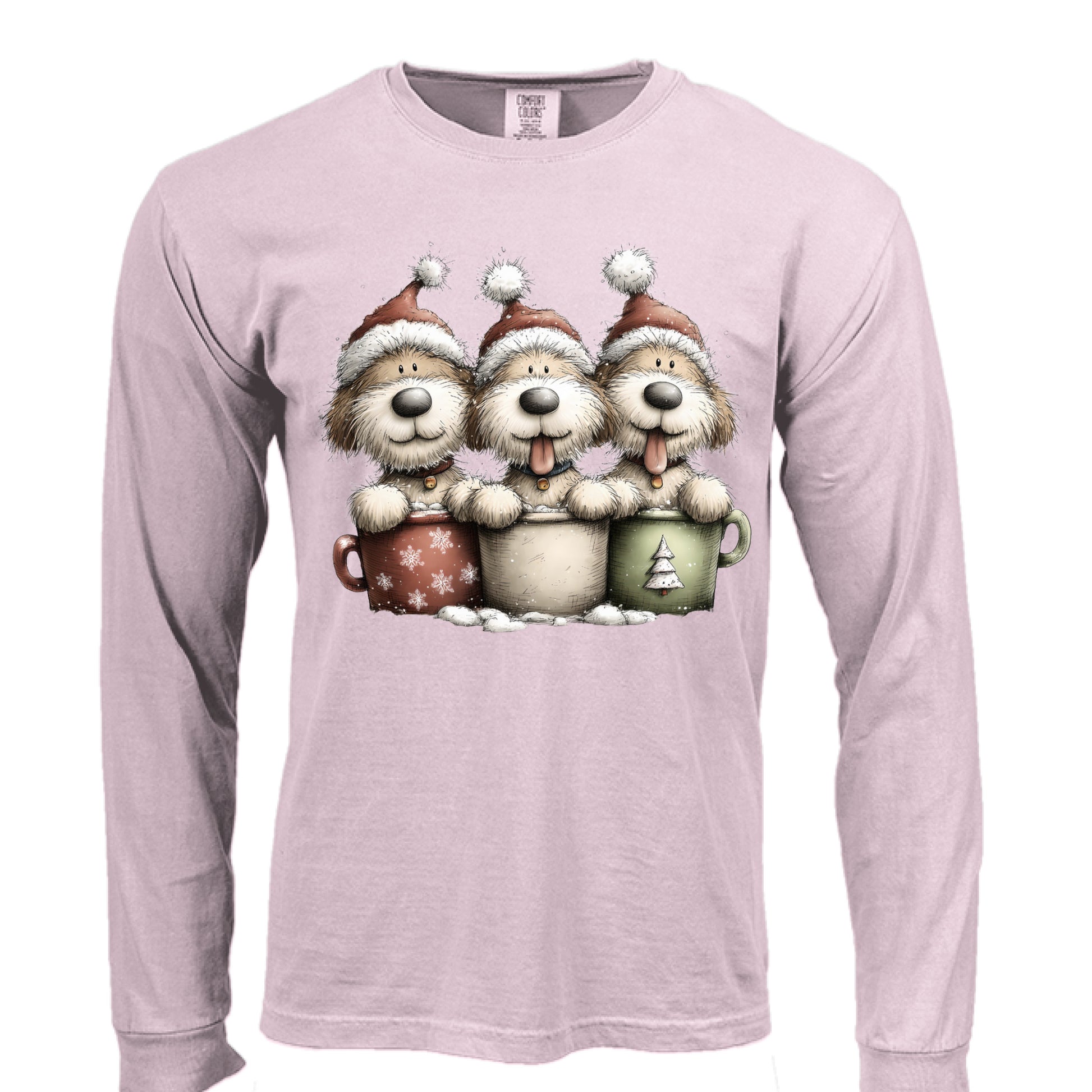 Comfort Colors Long Sleeve - Whimsy Pup Cups Tee - Purrfect Pet Haven