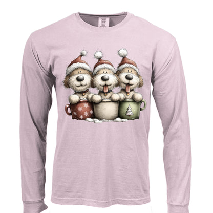 Comfort Colors Long Sleeve - Whimsy Pup Cups Tee - Purrfect Pet Haven