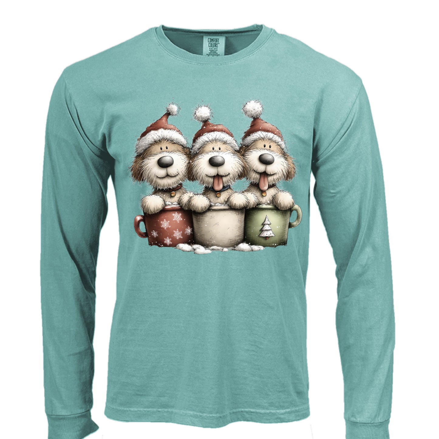 Comfort Colors Long Sleeve - Whimsy Pup Cups Tee - Purrfect Pet Haven
