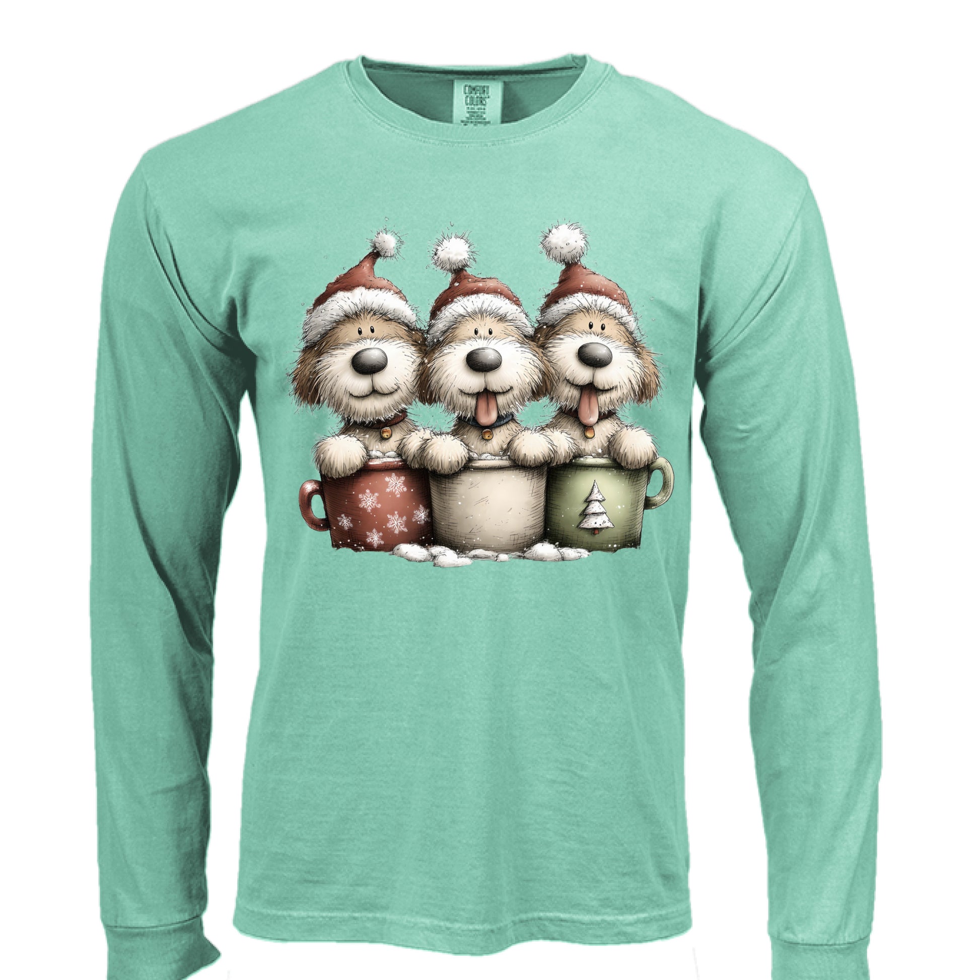 Comfort Colors Long Sleeve - Whimsy Pup Cups Tee - Purrfect Pet Haven