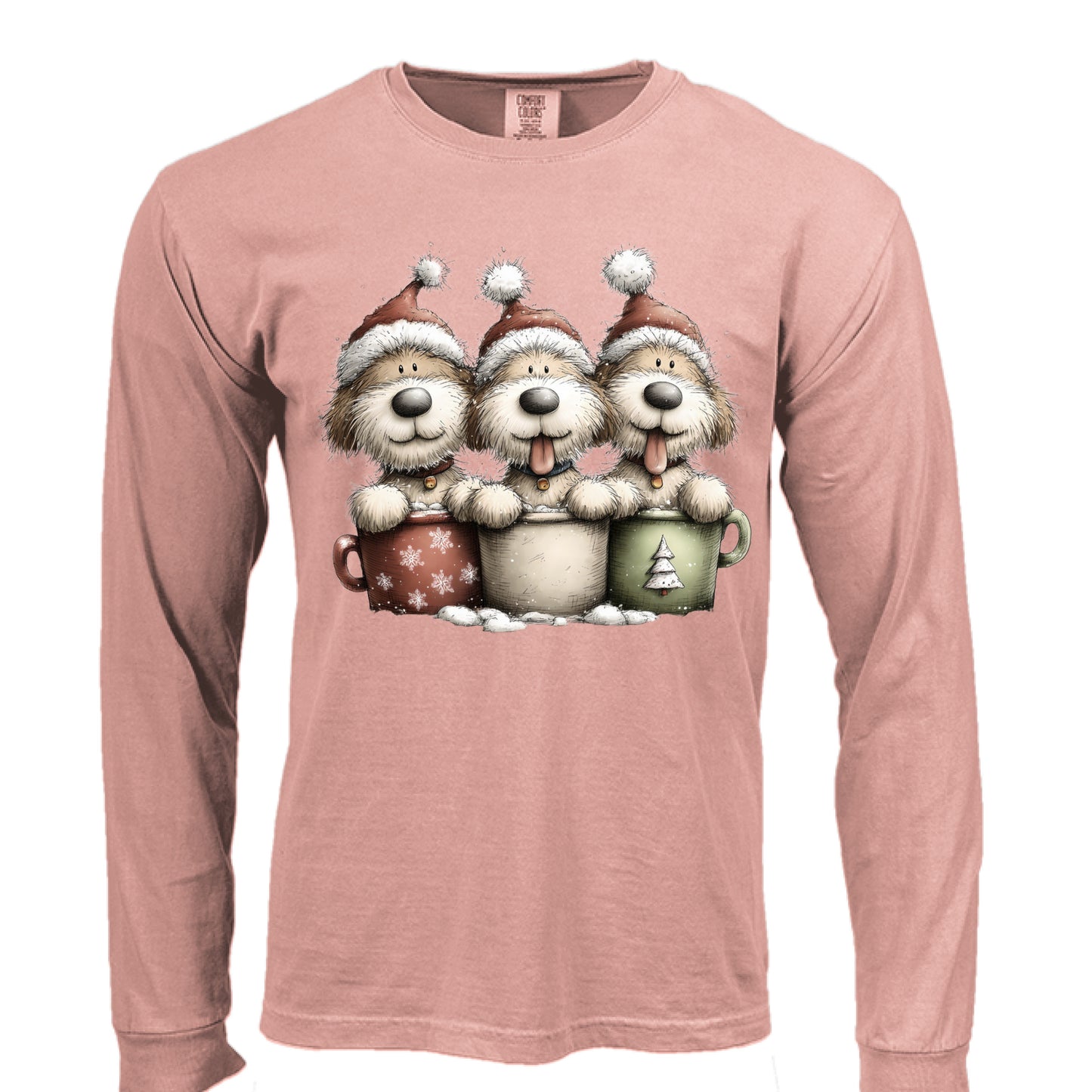 Comfort Colors Long Sleeve - Whimsy Pup Cups Tee - Purrfect Pet Haven