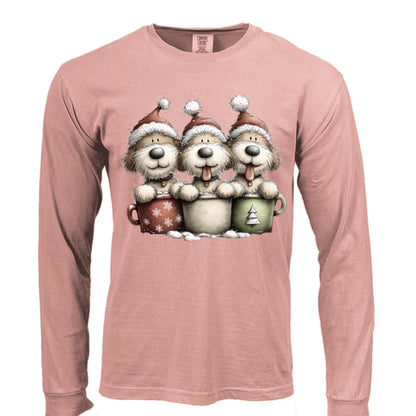 Comfort Colors Long Sleeve - Whimsy Pup Cups Tee - Purrfect Pet Haven