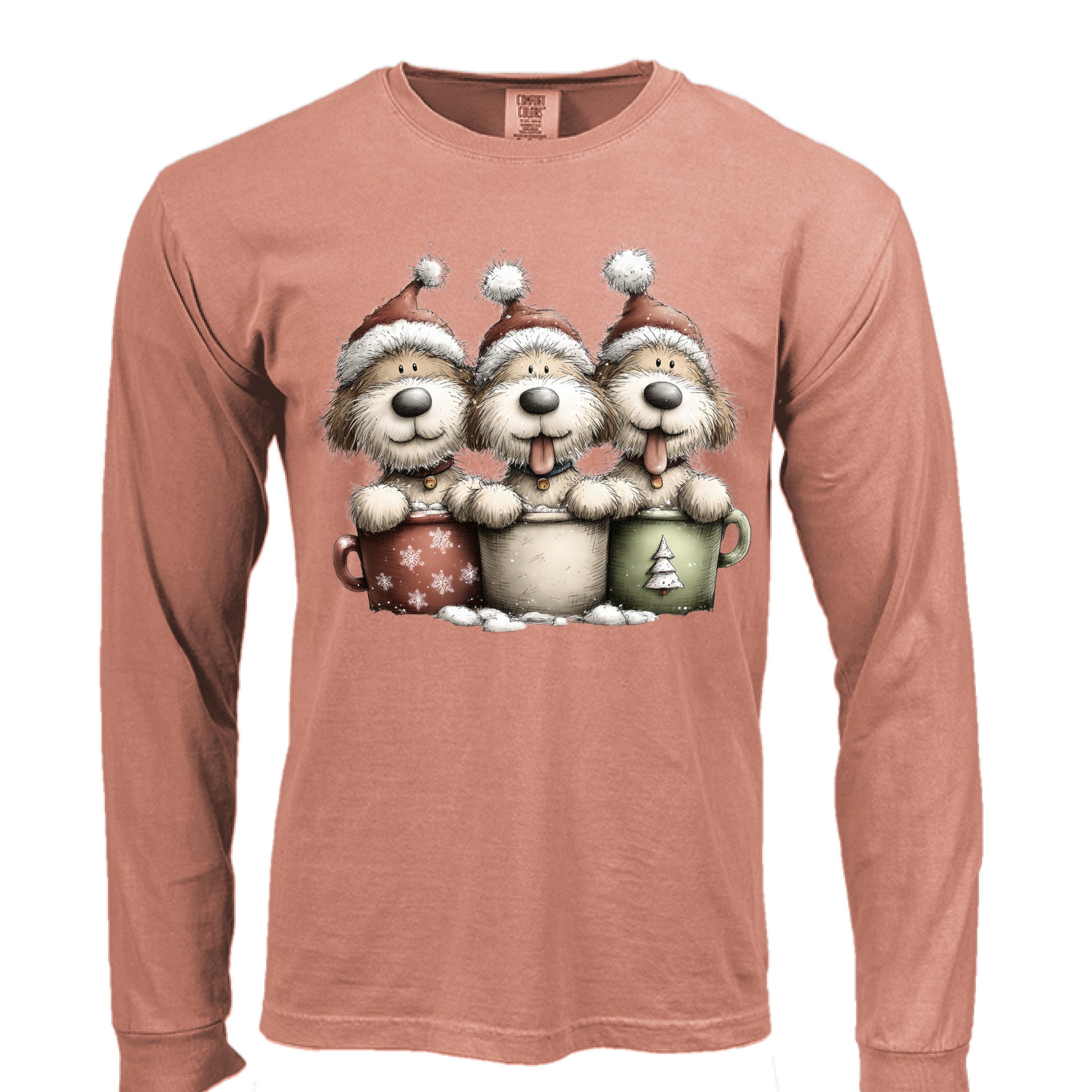 Comfort Colors Long Sleeve - Whimsy Pup Cups Tee - Purrfect Pet Haven