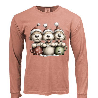 Comfort Colors Long Sleeve - Whimsy Pup Cups Tee - Purrfect Pet Haven