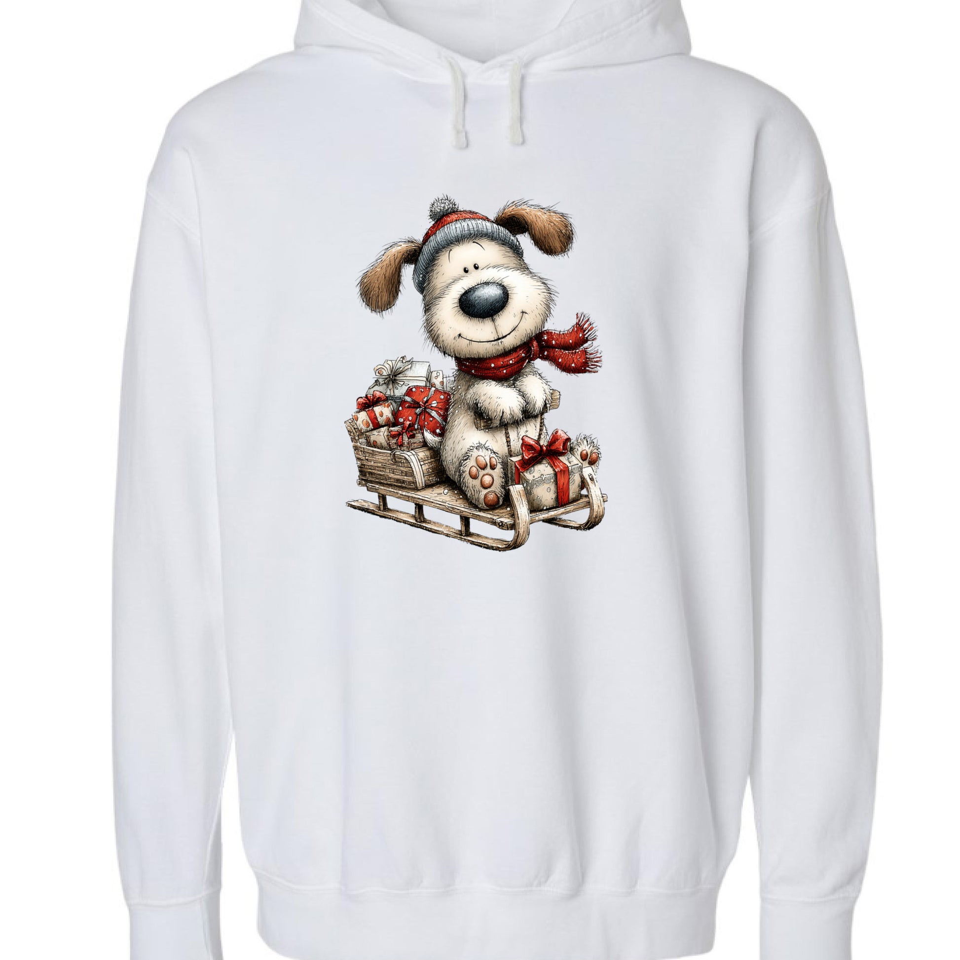 Comfort Colors Whimsy Sledding Pup Hoodie - Winter Gift - Purrfect Pet Haven