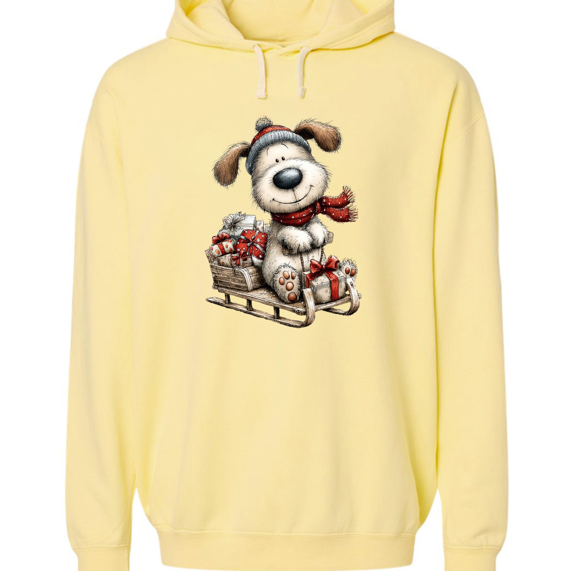 Comfort Colors Whimsy Sledding Pup Hoodie - Winter Gift - Purrfect Pet Haven