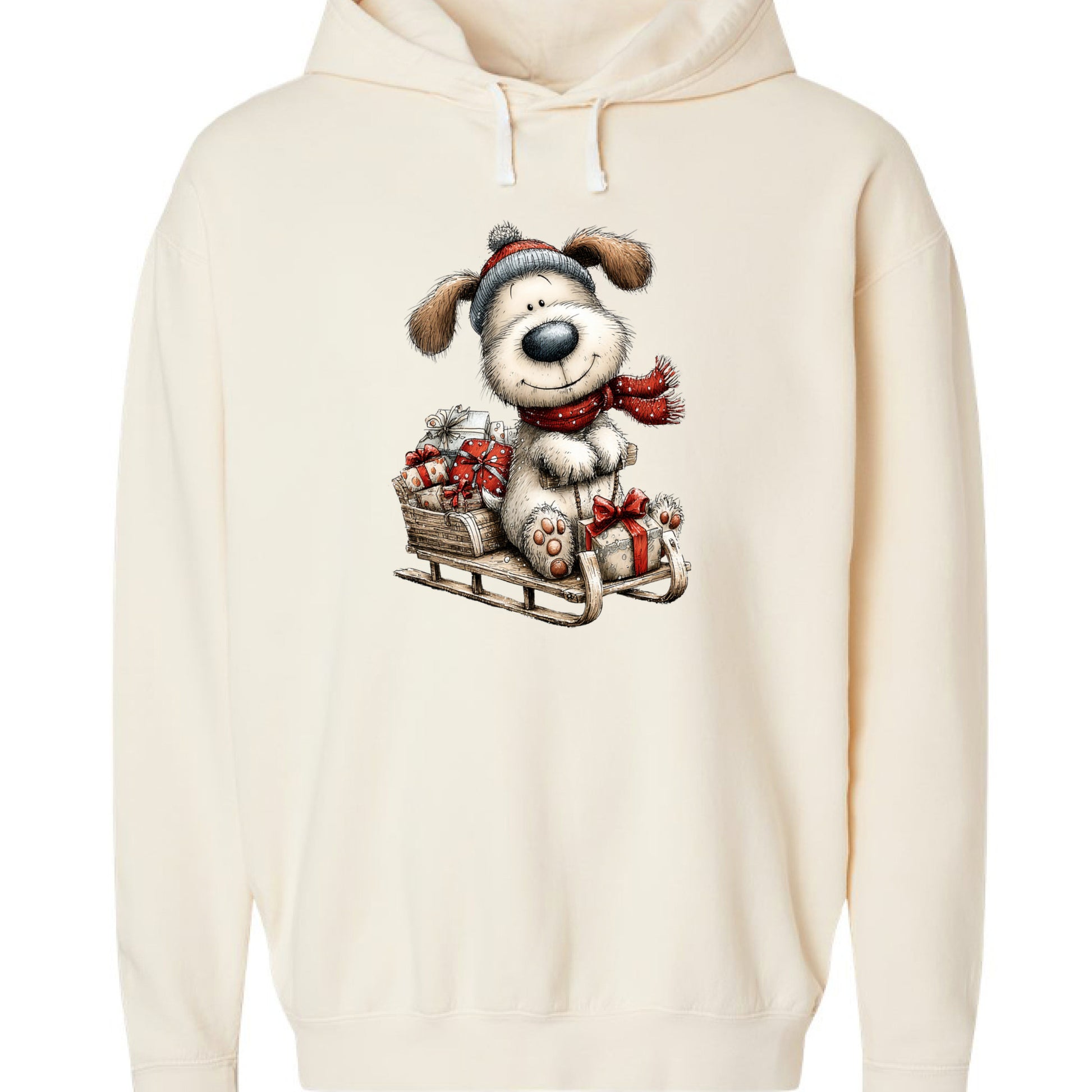 Comfort Colors Whimsy Sledding Pup Hoodie - Winter Gift - Purrfect Pet Haven