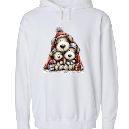 Comfort Colors Huddled Whimsy Pups Hoodie - Christmas Gift - Purrfect Pet Haven