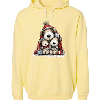 Comfort Colors Huddled Whimsy Pups Hoodie - Christmas Gift - Purrfect Pet Haven