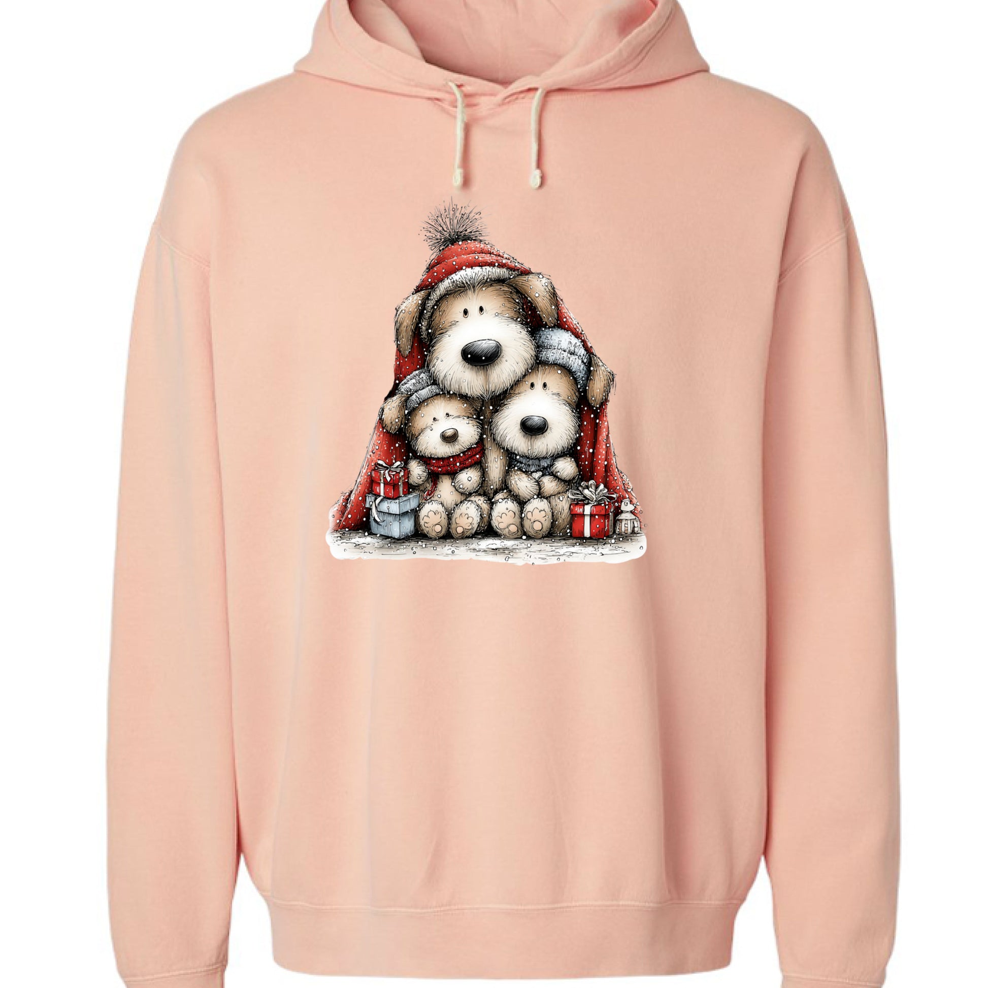 Comfort Colors Huddled Whimsy Pups Hoodie - Christmas Gift - Purrfect Pet Haven