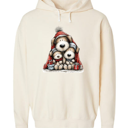 Comfort Colors Huddled Whimsy Pups Hoodie - Christmas Gift - Purrfect Pet Haven