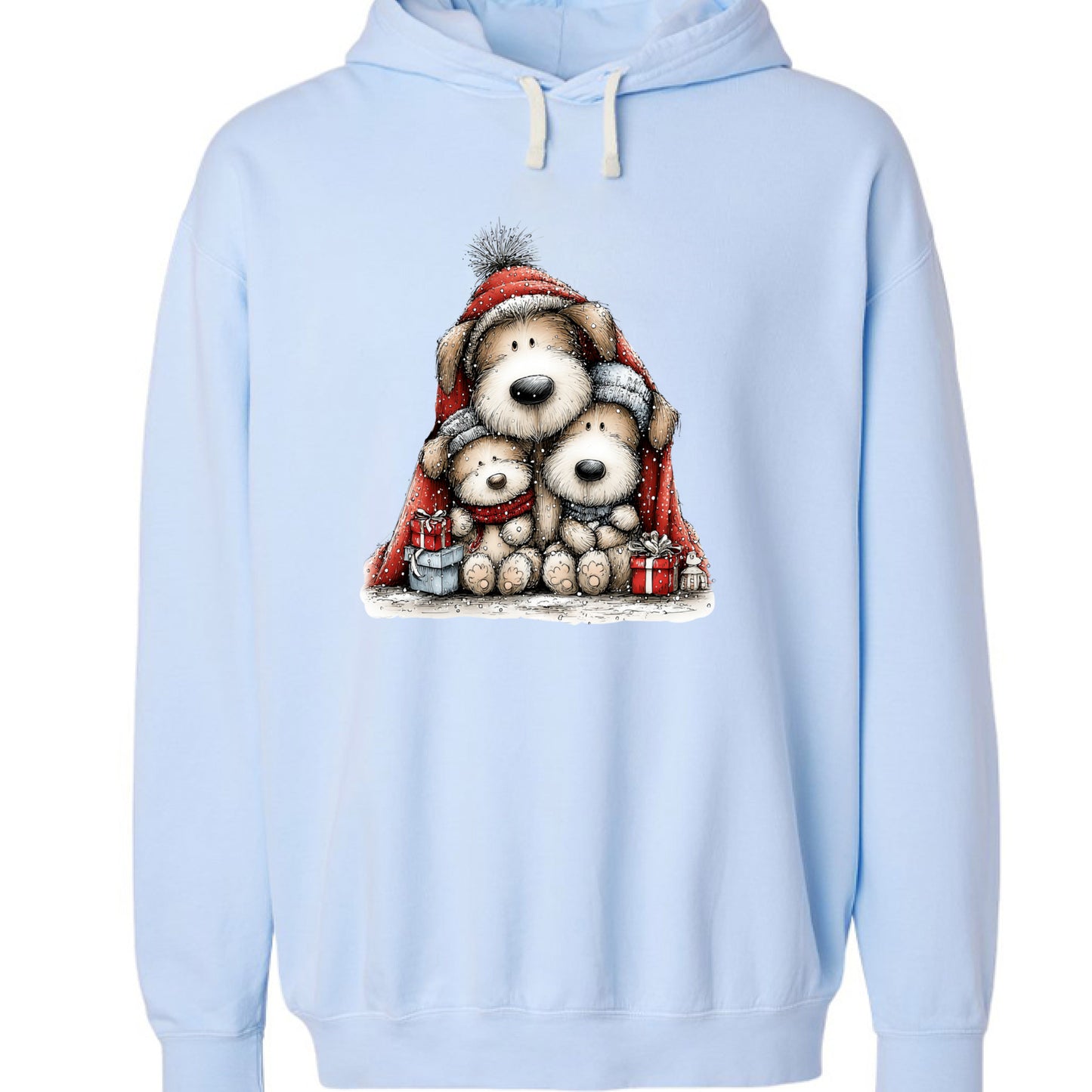 Comfort Colors Huddled Whimsy Pups Hoodie - Christmas Gift - Purrfect Pet Haven