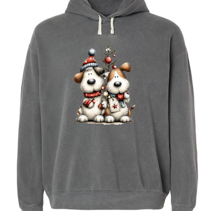 Comfort Colors Christmas Pup Couple Hoodie - Dog Lover Gift - Purrfect Pet Haven
