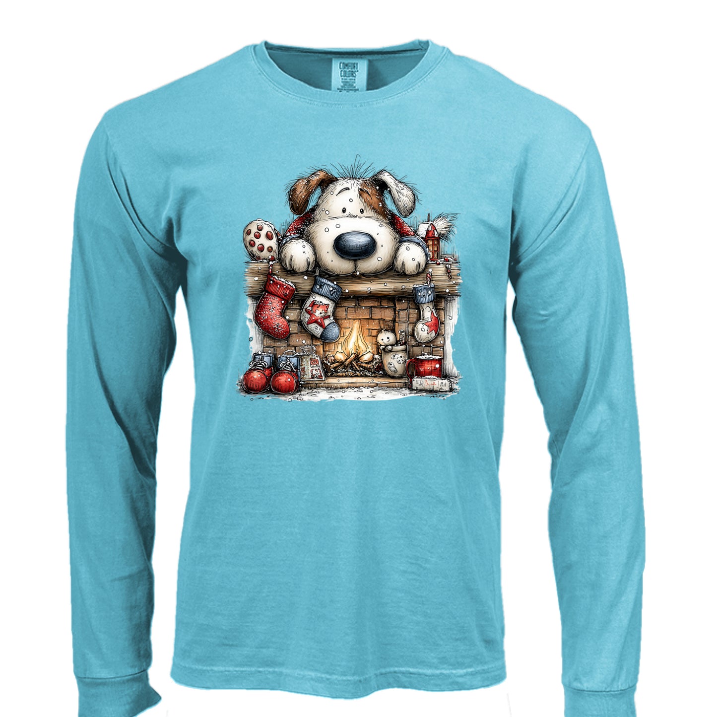 Comfort Colors Christmas Mantel Pup Long-Sleeve Shirt - Purrfect Pet Haven