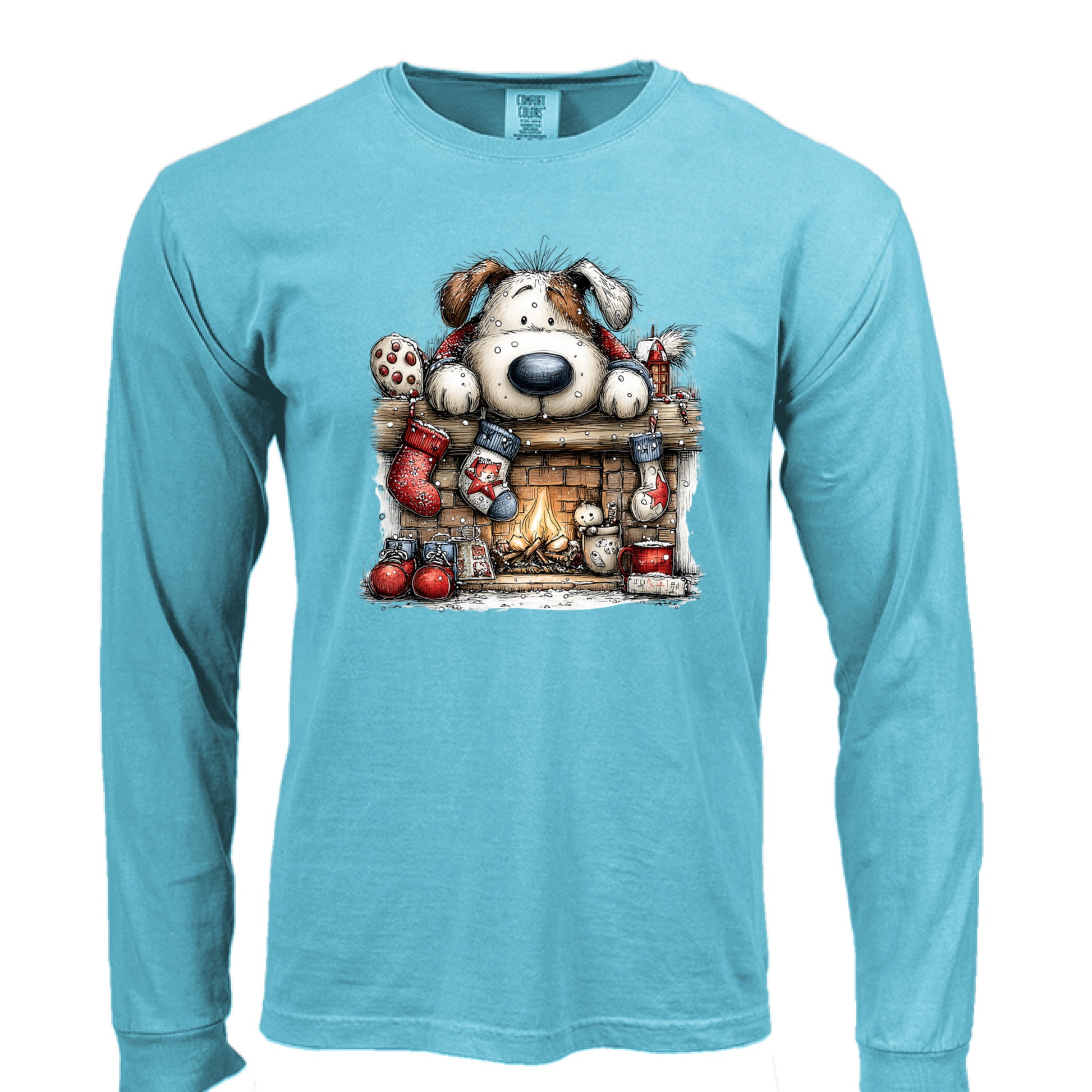 Comfort Colors Christmas Mantel Pup Long-Sleeve Shirt - Purrfect Pet Haven