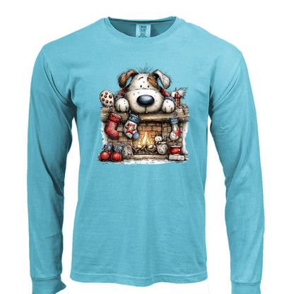 Comfort Colors Christmas Mantel Pup Long-Sleeve Shirt - Purrfect Pet Haven