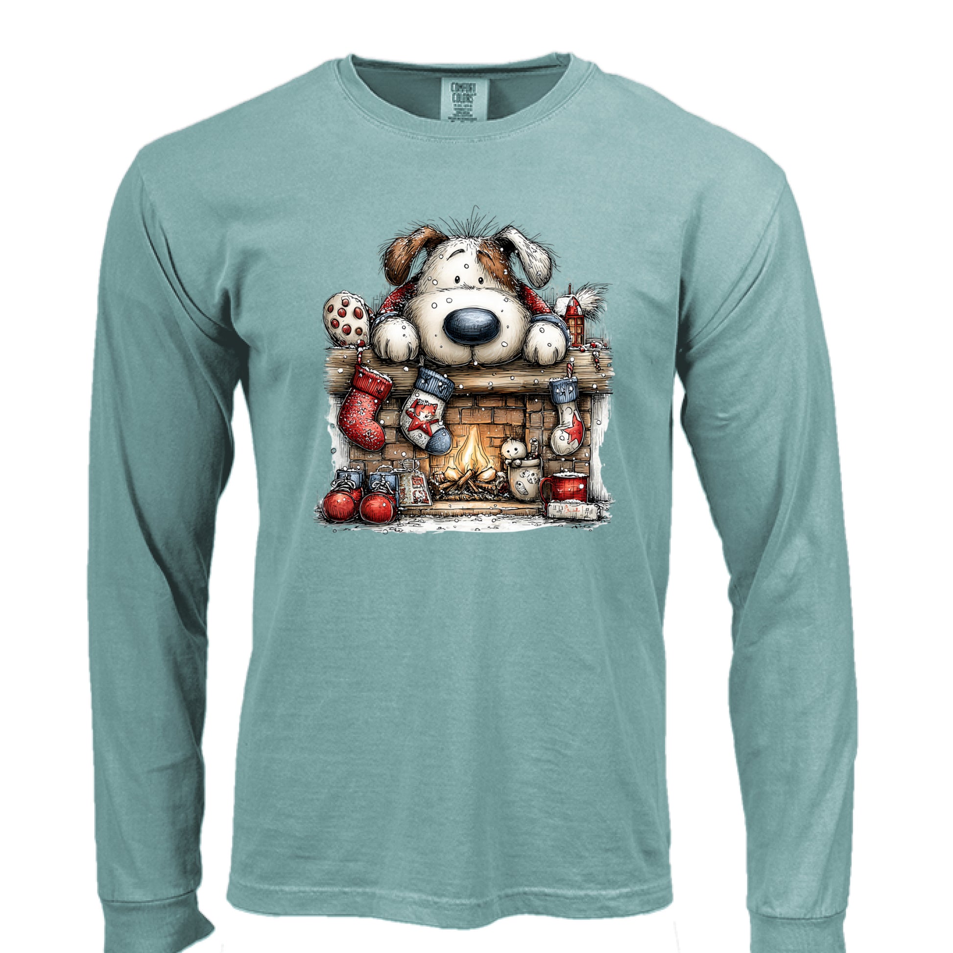 Comfort Colors Christmas Mantel Pup Long-Sleeve Shirt - Purrfect Pet Haven
