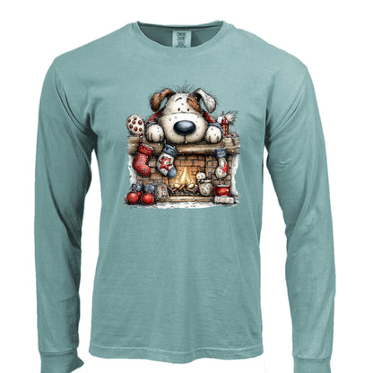 Comfort Colors Christmas Mantel Pup Long-Sleeve Shirt - Purrfect Pet Haven