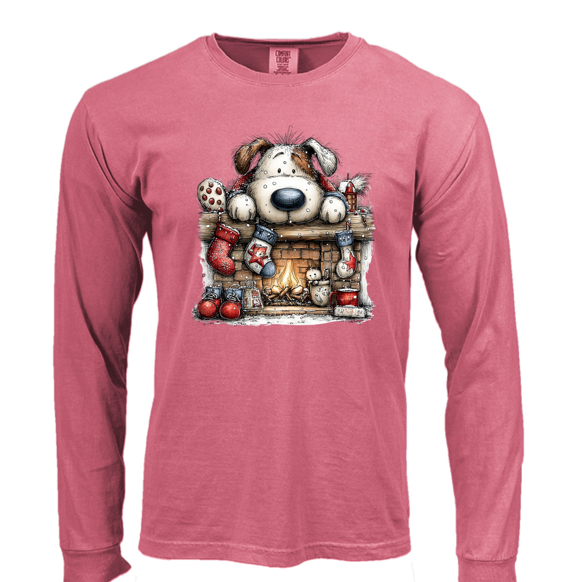 Comfort Colors Christmas Mantel Pup Long-Sleeve Shirt - Purrfect Pet Haven