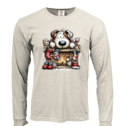 Comfort Colors Christmas Mantel Pup Long-Sleeve Shirt - Purrfect Pet Haven