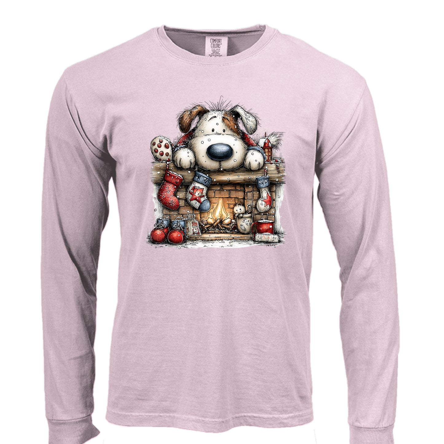 Comfort Colors Christmas Mantel Pup Long-Sleeve Shirt - Purrfect Pet Haven