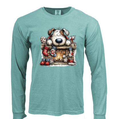 Comfort Colors Christmas Mantel Pup Long-Sleeve Shirt - Purrfect Pet Haven