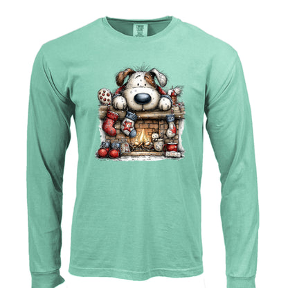 Comfort Colors Christmas Mantel Pup Long-Sleeve Shirt - Purrfect Pet Haven