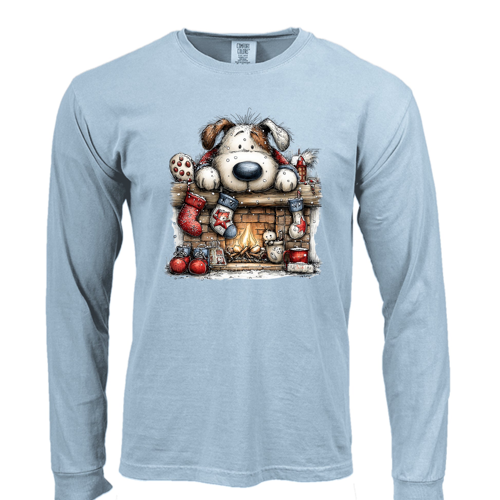 Comfort Colors Christmas Mantel Pup Long-Sleeve Shirt - Purrfect Pet Haven