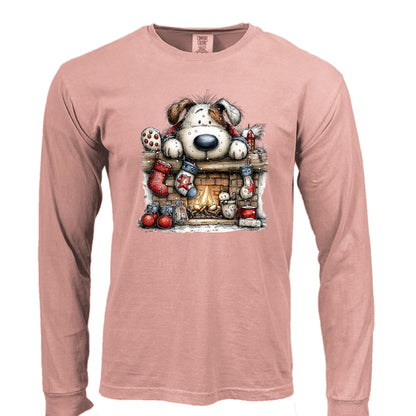 Comfort Colors Christmas Mantel Pup Long-Sleeve Shirt - Purrfect Pet Haven